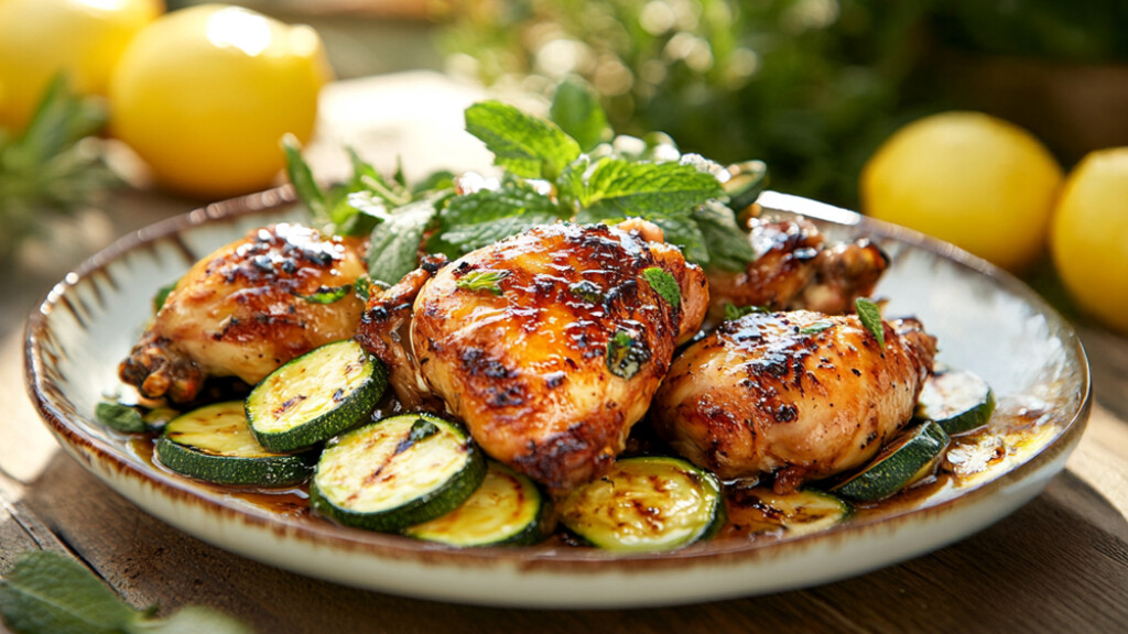 Cosce di Pollo con zucchine, limone e menta - cosce pollo zucchine menta
