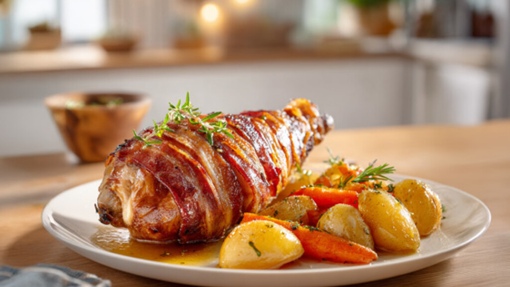 Coscia di tacchino avvolta nella pancetta al forno - coscia-tacchino-avvolta-pancetta