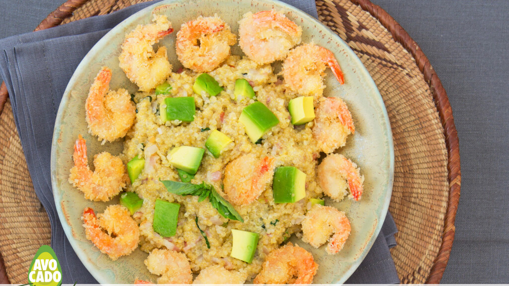 Quinoa fumè con avocado e gamberi - Quinoa fumè con avocado e gamberi