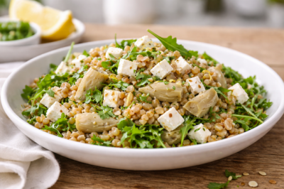 Insalata di farro con Carciofi con gambino alla romana